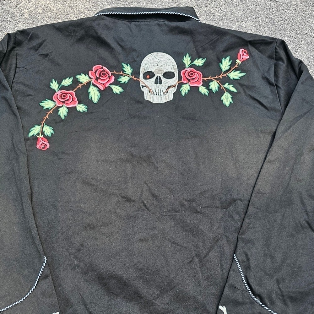 Scully Men Western Embroidered Skulls Roses P771 Snap Shirt Sz XL Rockabilly - Picture 10 of 11